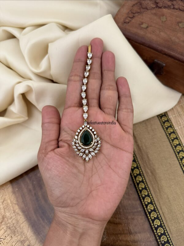 CZ Emerald stone maangtikka