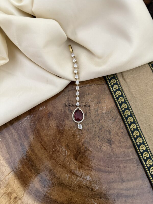 Simple ruby drop tikka | Maangtikka