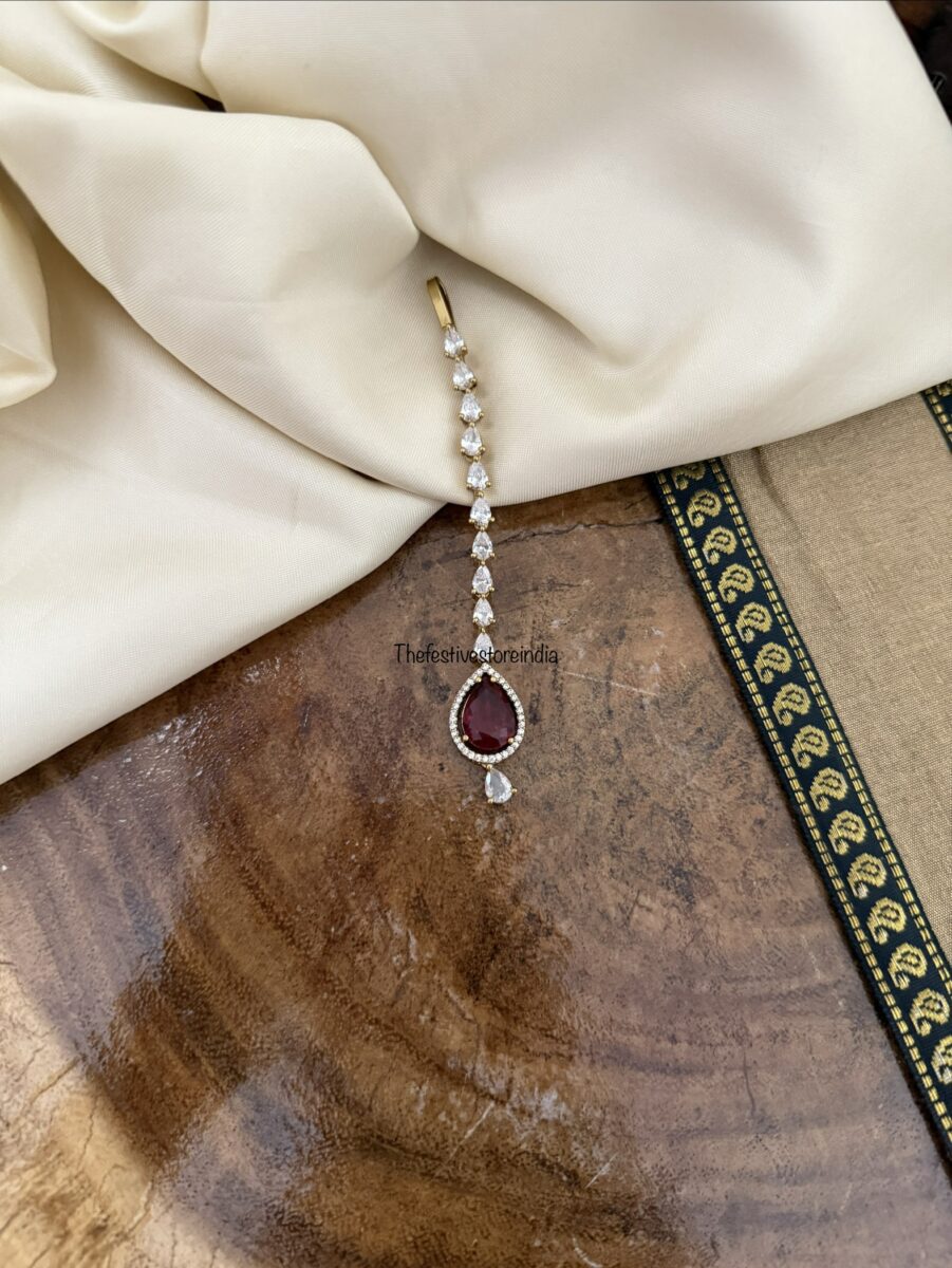 Simple ruby drop tikka | Maangtikka