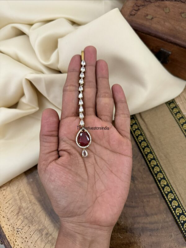 Simple ruby drop tikka | Maangtikka