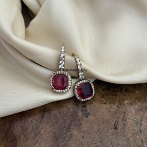 Simple victorian hook style earrings - Ruby