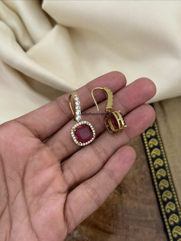 Simple victorian hook style earrings - Ruby