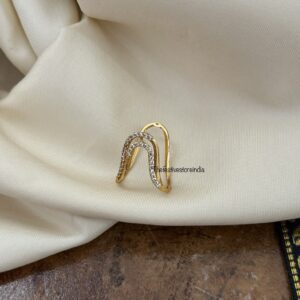 2 line all white Vanki finger ring