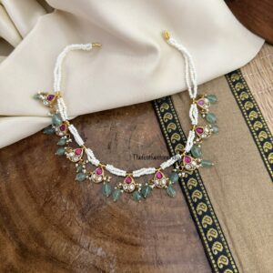 Pearls Jadau mint drops chain