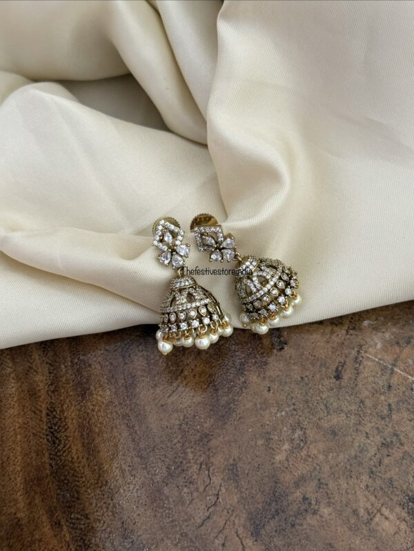 Victorian all white jhumkas