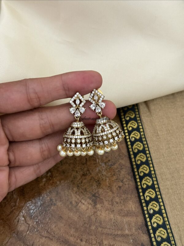 Victorian all white jhumkas