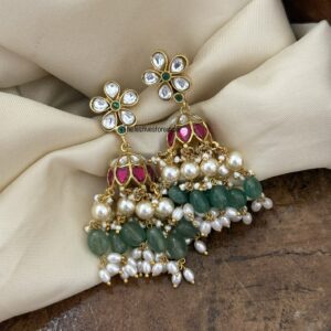 Classic Jadau floral screwback jhumkas