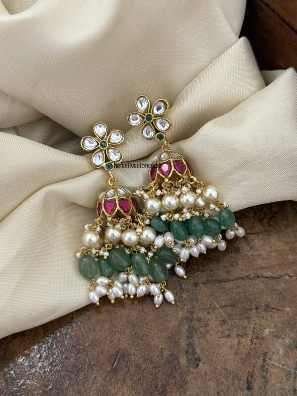 Classic Jadau floral screwback jhumkas