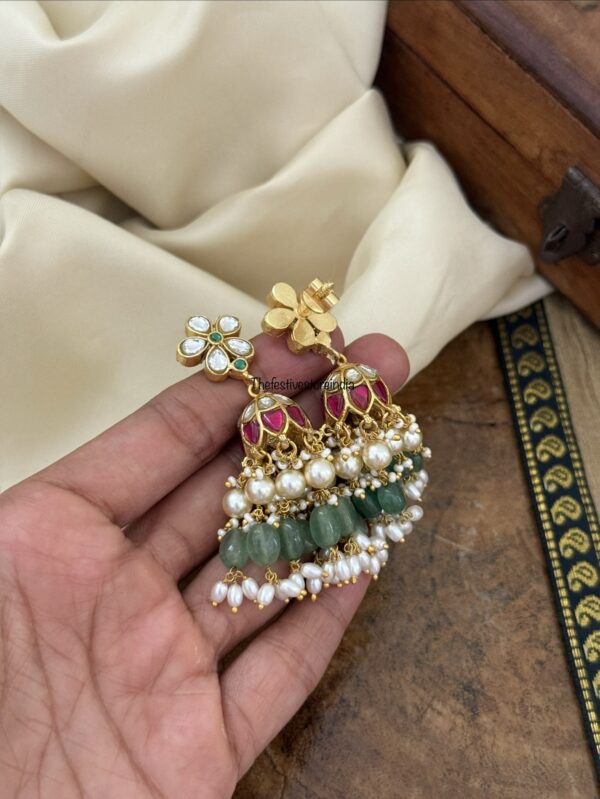Classic Jadau floral screwback jhumkas