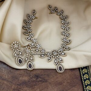 Amethyst drop diamonds necklace set | Purple