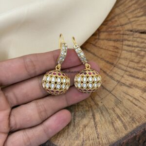 Jadau fusion hook earrings