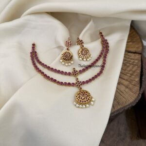Classic gold look alike 2 layer attigai set - Rubyrose stone