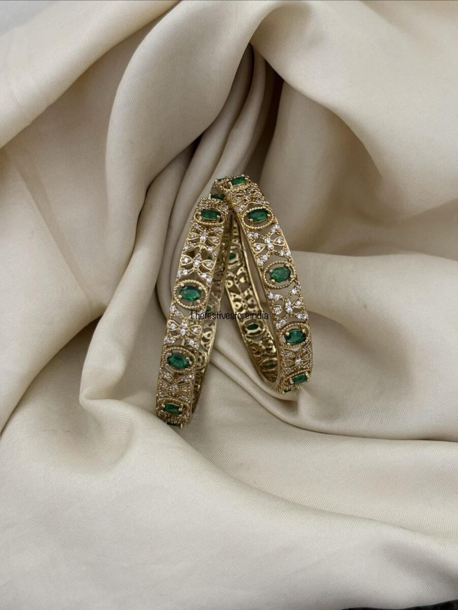 AD and Green stone bangles | Bridal | Bridesmaid