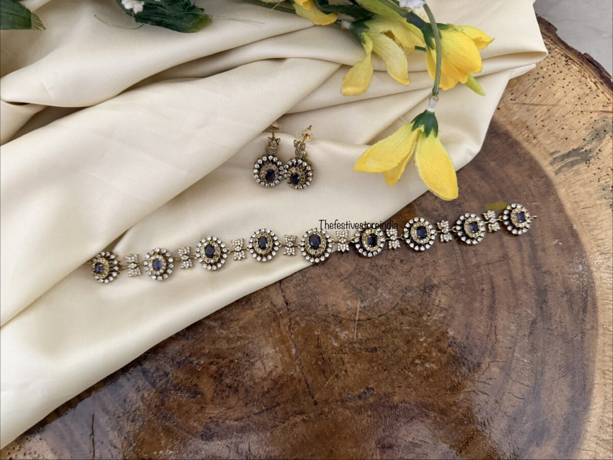 Simple Amethyst / Purple stone Victorian choker / necklace set