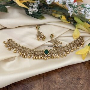 Classic gold drop beads choker set