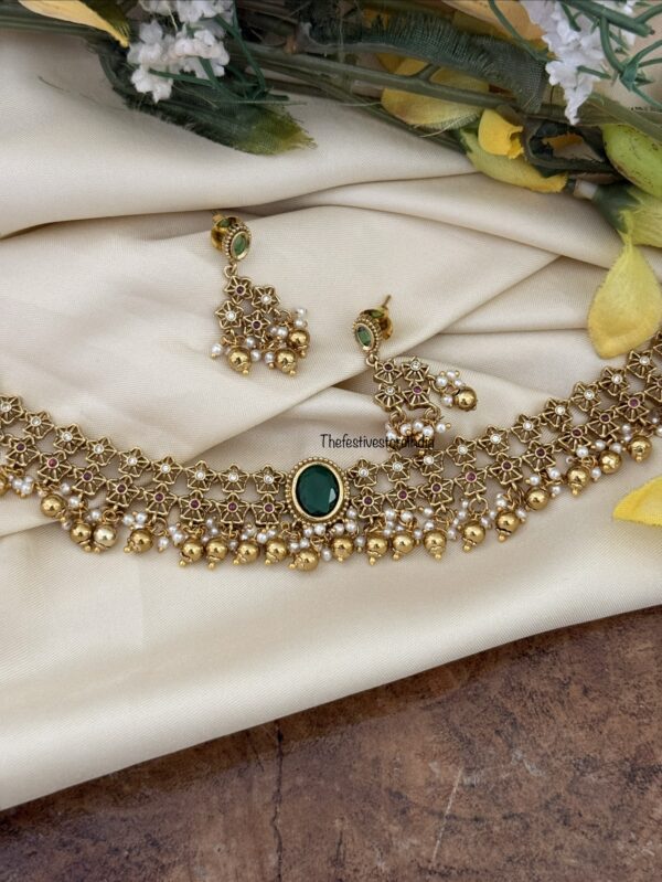 Classic gold drop beads choker set