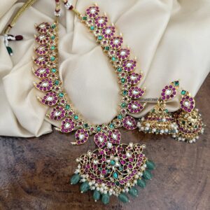 Classic Rubyrose stone mango necklace set | Bridal