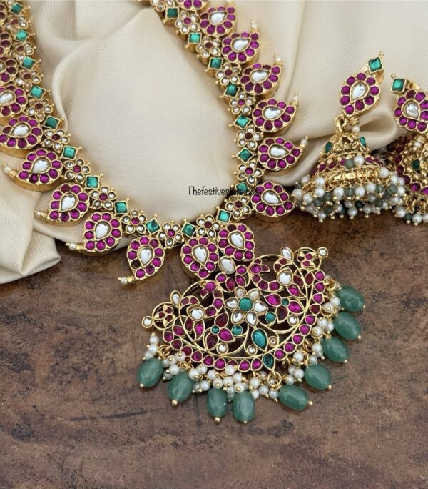 Classic Rubyrose stone mango necklace set | Bridal