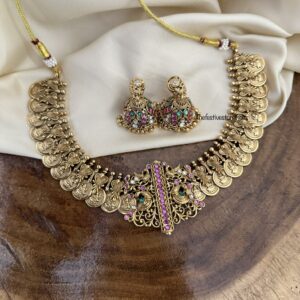 Traditional kemp kaasu necklace set | Bridal