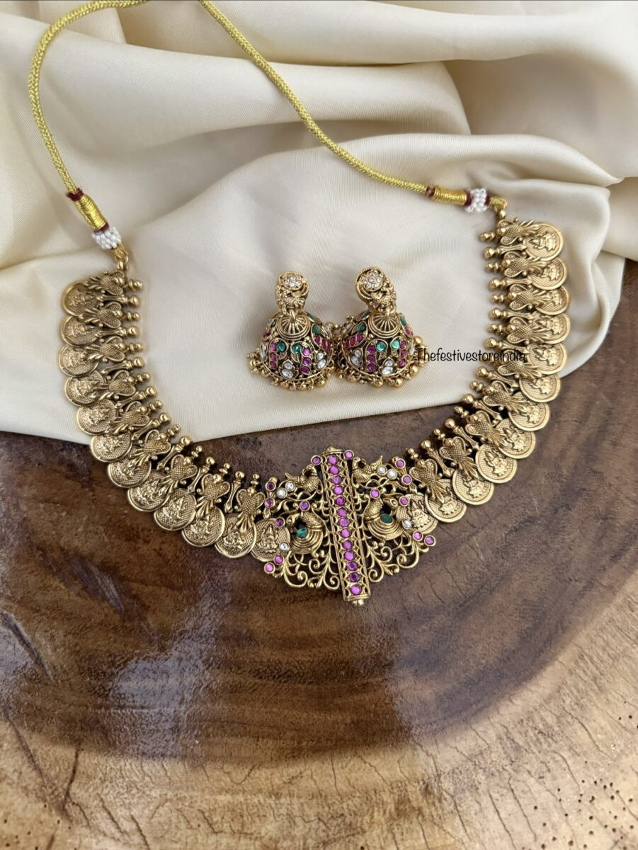 Traditional kemp kaasu necklace set | Bridal