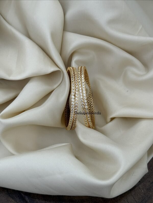 Set of 4 classic white stone bangles