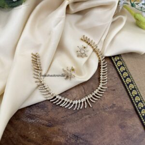 Simple designer diamonds necklace set | Kids friendly