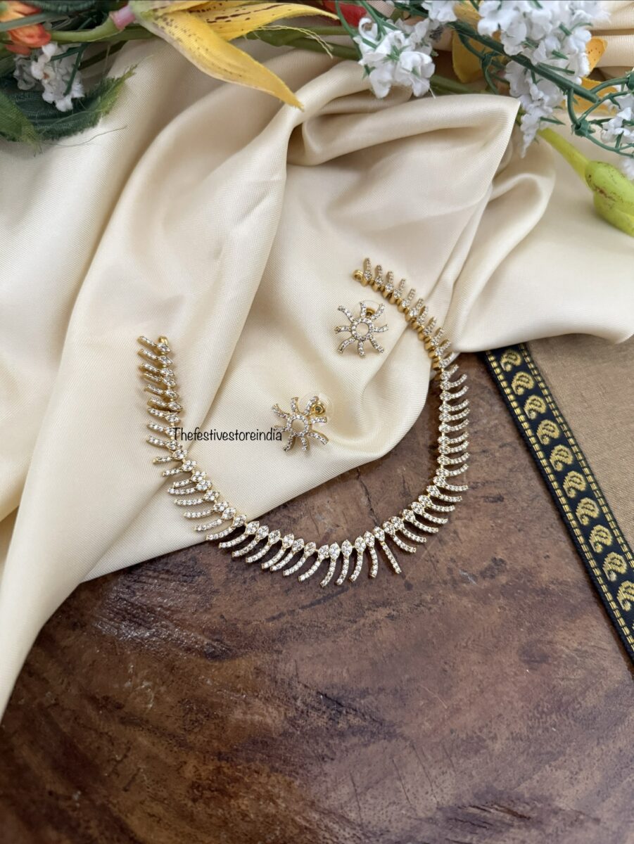 Simple designer diamonds necklace set | Kids friendly