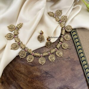 Jadau lakshmi bottu necklace set