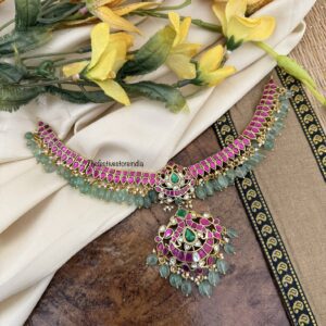 Jadau classic stones pendant necklace