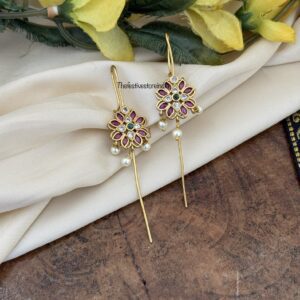 Floral motif stick earcuff | Contemporary