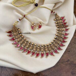 Enamel mango necklace set | Rubyrose red