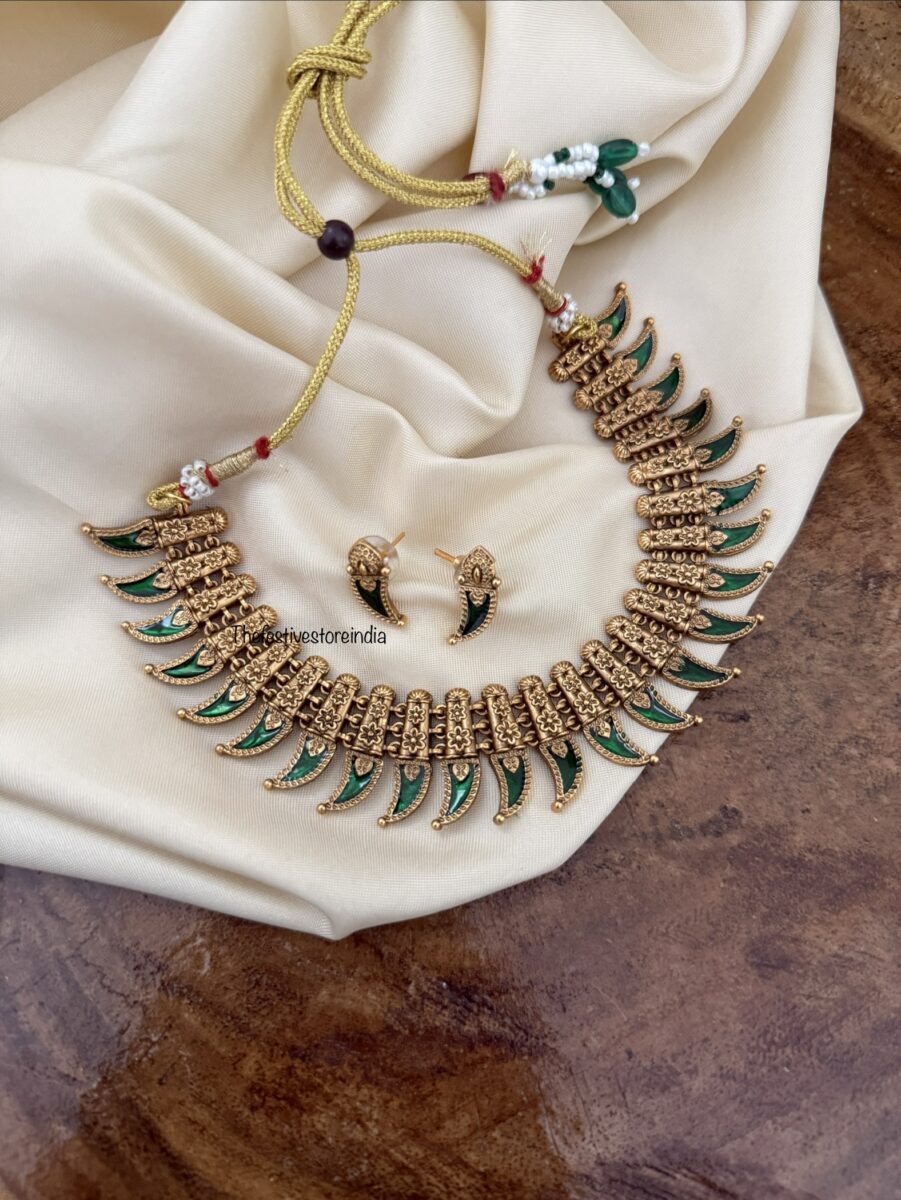 Enamel mango necklace set | Green