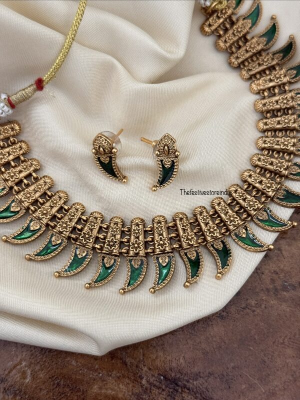 Enamel mango necklace set | Green