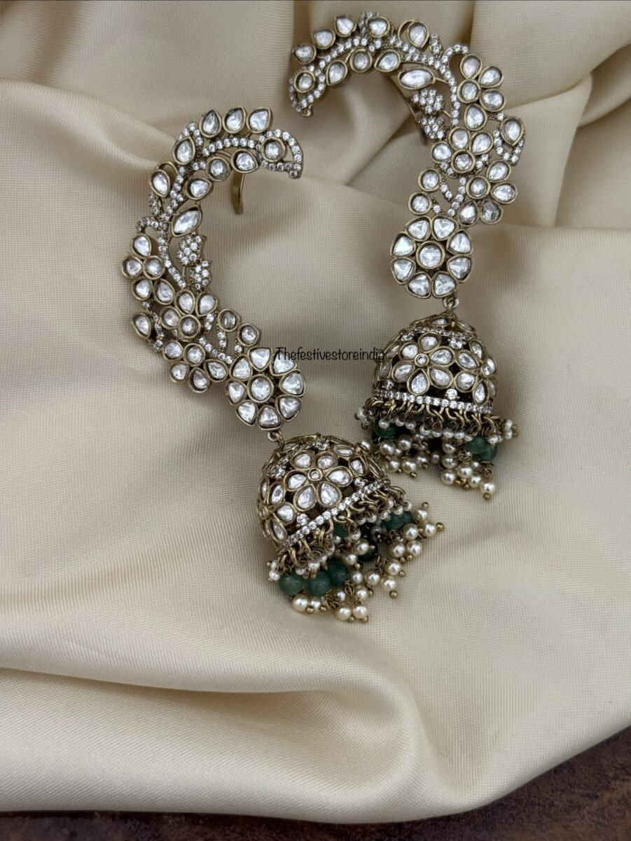 Bridal victorian moissanite earcuff jhumkas | Wedding