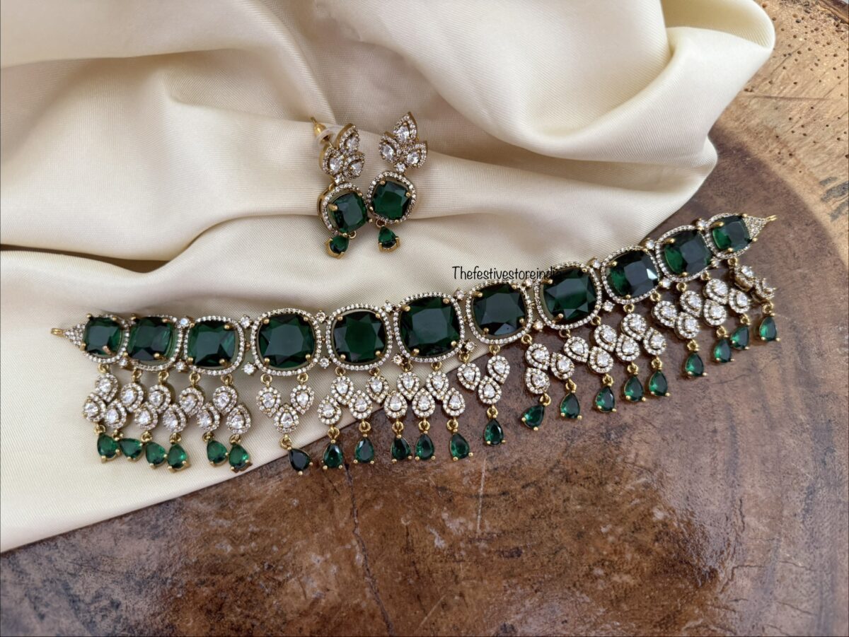 All emeralds choker set | Bridal | Wedding