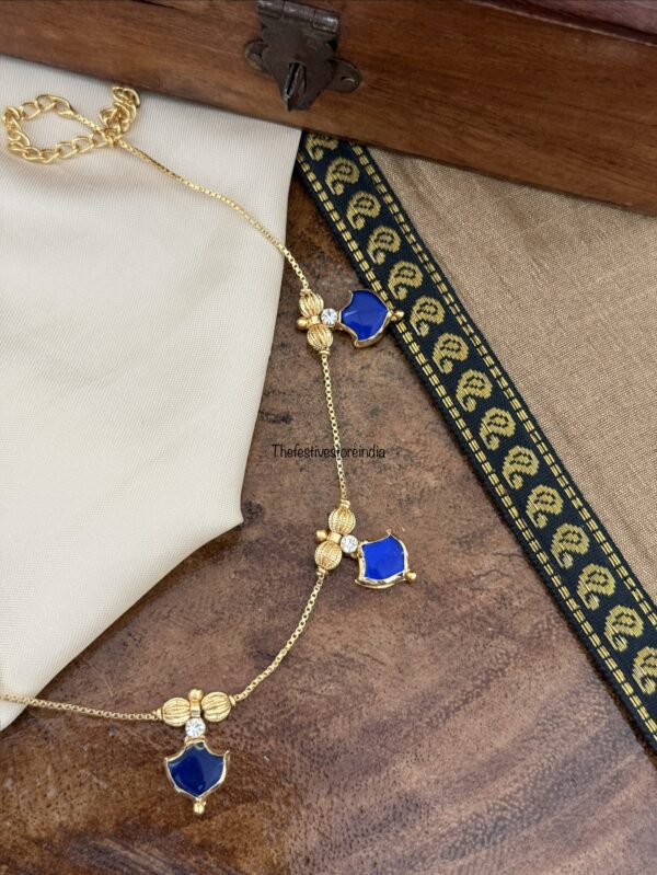Micro gold BLUE palakka chain | Kerala Style