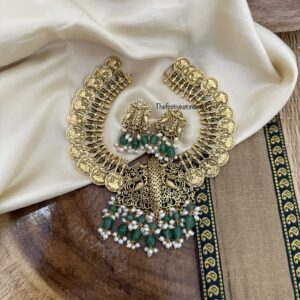 Bridal kaasu green drop beads necklace set | Wedding