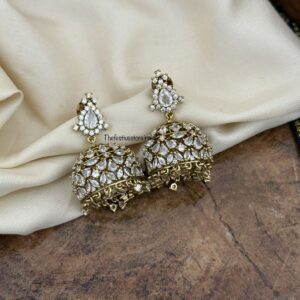 Classic white CZ jhumkas