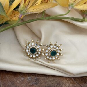 Moissanite green stone studs | earrings
