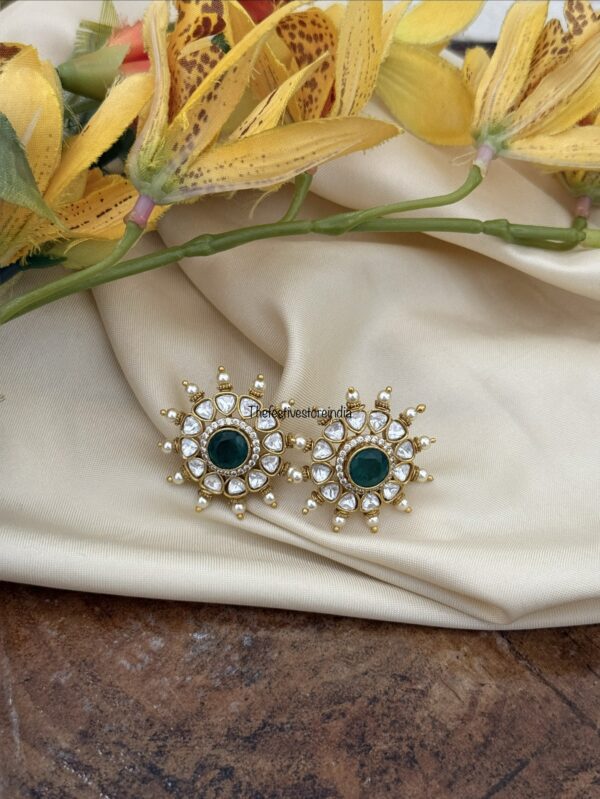 Moissanite green stone studs | earrings