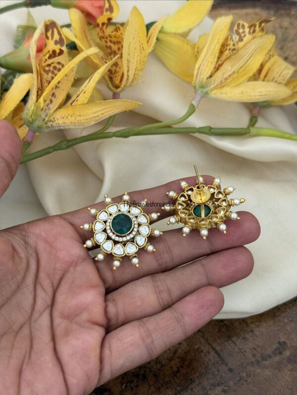 Moissanite green stone studs | earrings
