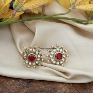 Moissanite red stone studs | earrings