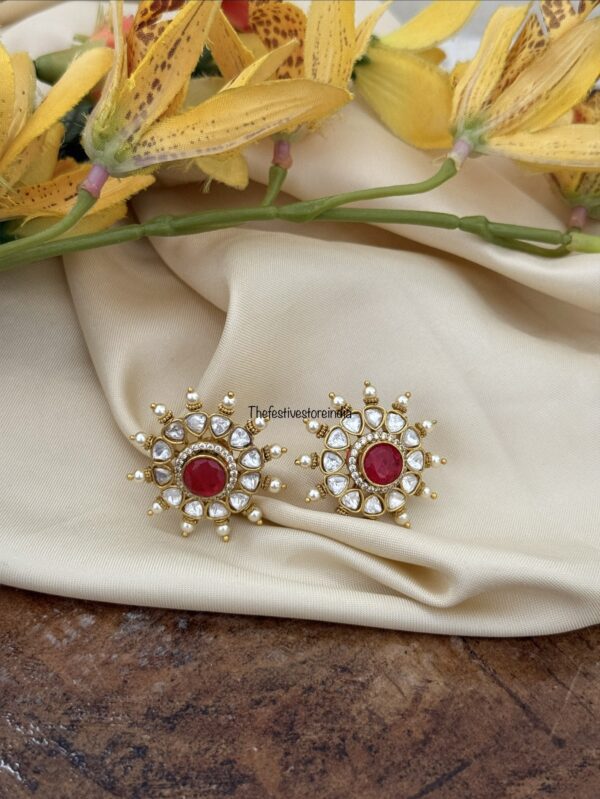 Moissanite red stone studs | earrings