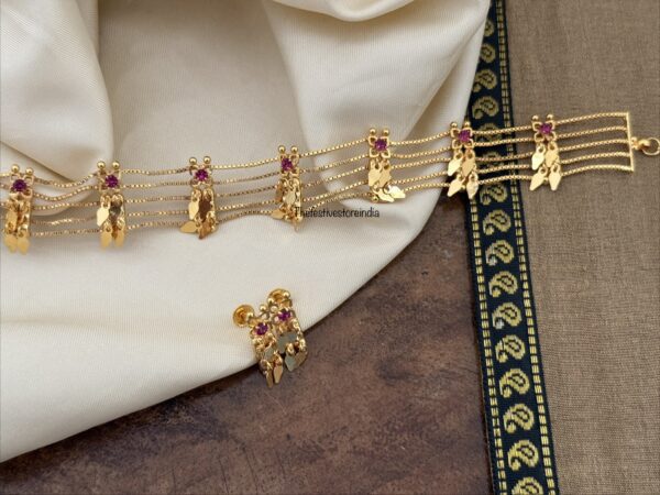 Micro gold designer Elakkathali choker with screwback earrings | Kerala Style