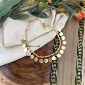 All gold micro gold stone coin necklace | Kids friendly