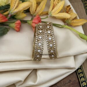 Set of 2 all white stones bridal bangles | Wedding