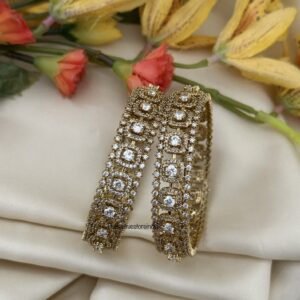 Set of 2 all white stones bridal bangles | Wedding