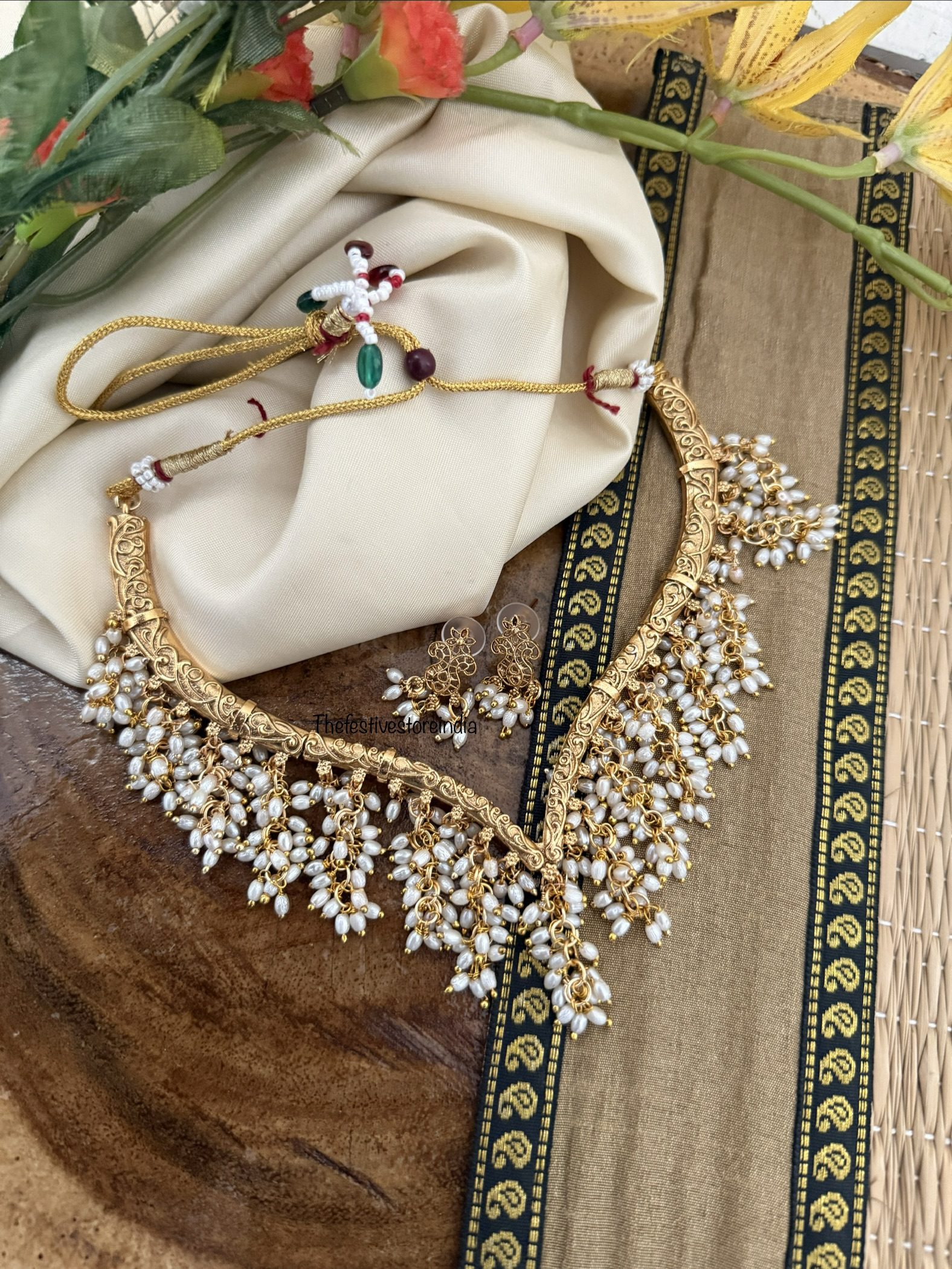 Trending budgeted rice pearls sweetheart necklace set