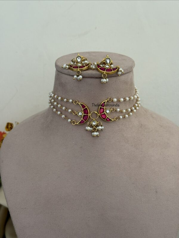 Jadau Chand/Moon pearl choker set | Classic