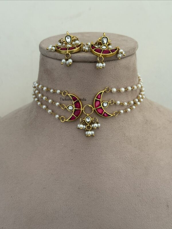 Jadau Chand/Moon pearl choker set | Classic